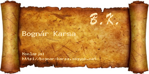 Bognár Karsa névjegykártya